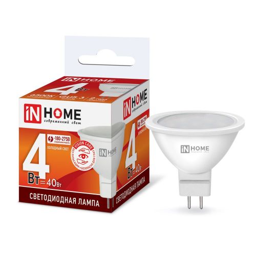 Лампа светодиодная IN HOME LED-JCDR-VC GU5.3 4W 6500К 310Лм 4690612030715