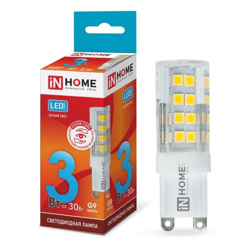 Лампа светодиодная IN HOME LED-JCD-VC G9 230V 3W 4000K 270Лм 4690612019864