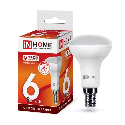 Лампа светодиодная LED-R50-VC 6Вт 6500К E14 грибок IN HOME