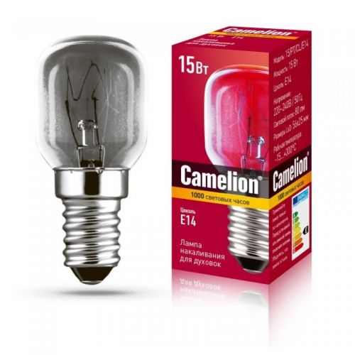 Лампа накаливания для духовок 15/PT/CL/E14 15Вт Е14 230В t=300*C 12979 Camelion