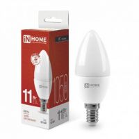 Лампа LED C37, 11W, 4000 К, свеча, 1050 лм, Е14, 230 В, VC,    IN HOME