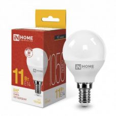 Лампа LED G45, 11W, 3000 К, шарик, 1050 лм, Е14, 230 В, VC, IN HOME
