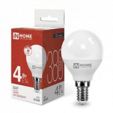 Лампа LED G45,  4W, 4000 К, шарик, 380 лм, Е14, 230 В, VC, IN HOME