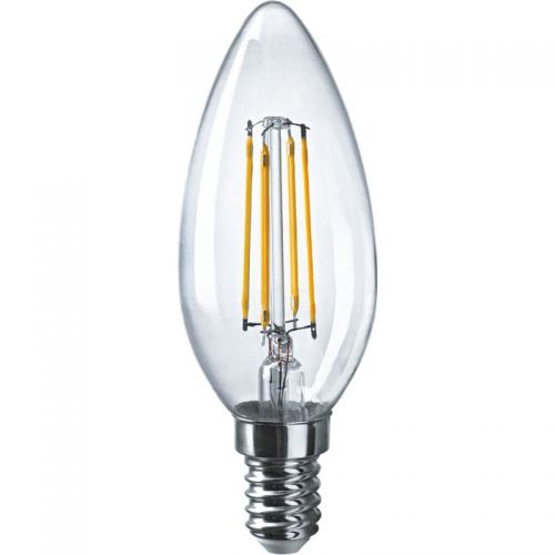Лампа светодиодная филаментная 80 893 OLL-F-C35-08-230-4K-E14 8Вт свеча прозрачная 4000К ОНЛАЙТ