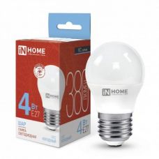 Лампа LED G45,  4W, 6500 К, шарик, 360 лм, Е27, 230 В, VC, IN HOME