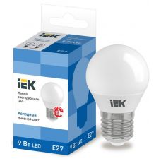 Лампа светодиодная IEK G45 шар 9Вт 6500К E27 230В LLE-G45-9-230-65-E27