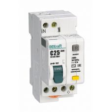 Выключатель автоматический дифференциального тока ДИФ 102 DEKraft 1P+N С 25А 4500А 30мА тип AC SchE 16005DEK