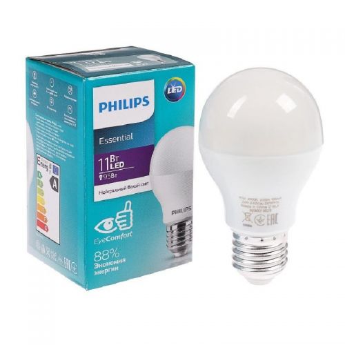 Лампа светодиодная Philips ESSENTIAL 11W E27 4000К A60 груша 929001962987/871869961620500