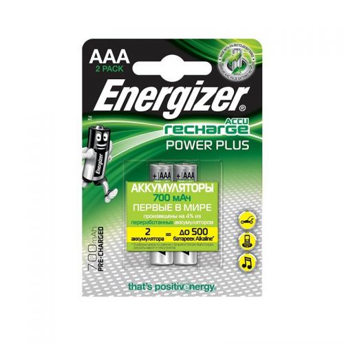 Аккумулятор Energizer Power Plus AAA/HR03, 700 mAh, уп/2 шт, цена за упаковку