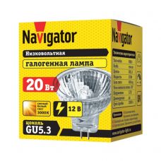 Лампа галогенная Navigator NH MR16 20 12 GU5.3 20Вт 12В 2000h арт. 94202