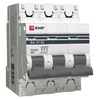 Автоматический выключатель 3P 16А (C) 4,5kA ВА 47-63 EKF PROxima, арт. mcb4763-3-16C-pro