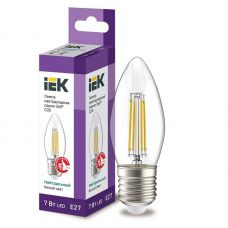 Лампа светодиодная IEK серия 360° C35 свеча 7Вт 4000К E27 230В прозрачная LLF-C35-7-230-40-E27-CL