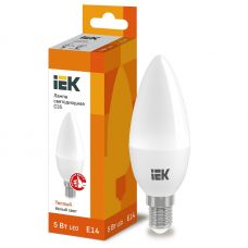 Лампа светодиодная IEK C35 свеча 5Вт 3000К E14 230В 450Лм LLE C35 5 230 30 E14