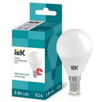 Лампа светодиодная IEK G45 шар 5Вт 4000К E14 230В 450Лм LLE-G45-5-230-40-E14
