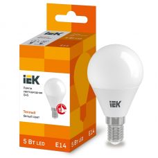 Лампа светодиодная IEK G45 шар 5Вт 3000К E14 230В 450Лм LLE G45 5 230 30 E14