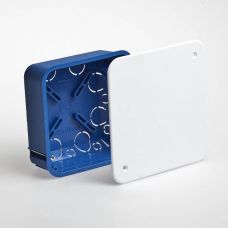 Коробка распаячная для СП 100х100х45 мм, крышка, синяя, гипсокартон, IP20, Tyco, арт. 10161, RUVinil