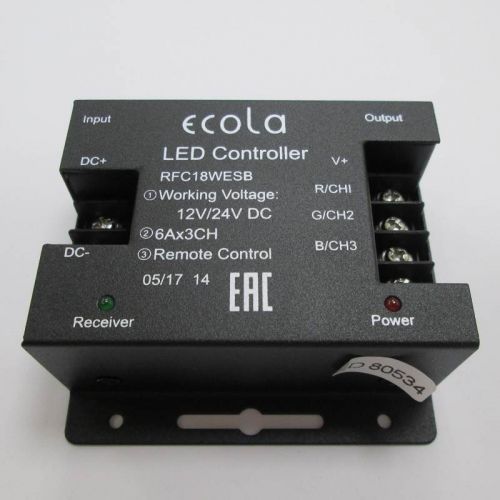 Контроллер для ленты RGB 18А сенсорный радиопульт черный 216W 12V (432W 24V), арт. RFC18AESB, Ecola