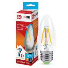 Лампа светодиодная LED-СВЕЧА-DECO 7W 4000К Е27 630Лм прозрачная 4690612016399 IN HOME