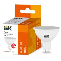 Лампа светодиодная IEK MR16 софит 5Вт 3000К GU5.3 230В 450Лм LLE-MR16-5-230-30-GU5