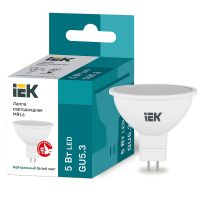 Лампа светодиодная IEK MR16 софит 5Вт 4000К GU5.3 230В 450Лм LLE-MR16-5-230-40-GU5