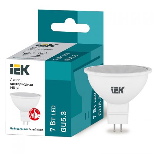 Лампа светодиодная IEK MR16 софит 7Вт 4000К GU5.3 230В 630Лм LLE-MR16-7-230-40-GU5