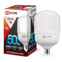 Лампа светодиодная LED-HP-PRO 50Вт E27 с адаптером E40 4000К 4500Лм 4690612031118 IN HOME