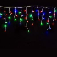 Гирлянда Бахрома, размеры 3x0,5 м, прозрачная нить, 100LED, свечение RGB, 220В