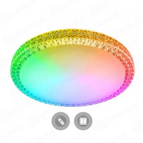 Светильник потолочный PLUTON, 60 Вт, круг, R 520 CLEAR/SHINY 220 IP40/2019, RGB, ESTARES