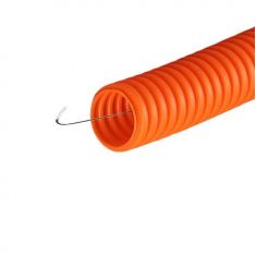 Труба гофрированная из ПНД, 16 мм, с протяжкой, оранжевая, 71916, DKC, уп/100 м
