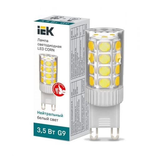 Лампа светодиодная IEK G9 капсула 3.5Вт 230В 4000К керамика LLE-Corn-4-230-40-G9