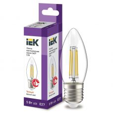 Лампа светодиодная IEK серия 360° C35 свеча 5Вт 3000К E27 230В прозрачная LLF-C35-5-230-30-E27-CL