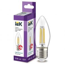 Лампа светодиодная IEK серия 360° C35 свеча 5Вт 4000К E27 230В прозрачная LLF-C35-5-230-40-E27-CL