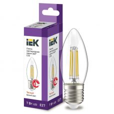 Лампа светодиодная IEK серия 360° C35 свеча 7Вт 3000К E27 230В прозрачная LLF-C35-7-230-30-E27-CL