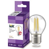 Лампа светодиодная IEK серия 360° G45 шар 5Вт 3000К E27 230В прозрачная LLF-G45-5-230-30-E27-CL