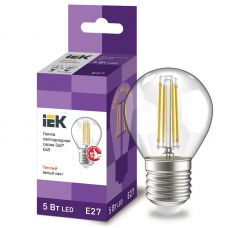 Лампа светодиодная IEK серия 360° G45 шар 5Вт 3000К E27 230В прозрачная LLF-G45-5-230-30-E27-CL