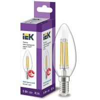 Лампа светодиодная IEK серия 360° C35 свеча 5Вт 4000К E14 230В прозрачная LLF-C35-5-230-40-E14-CL