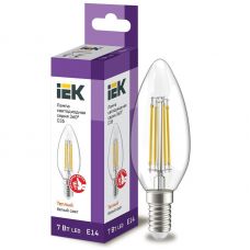 Лампа светодиодная IEK серия 360° C35 свеча 7Вт 3000К E14 230В прозрачная LLF-C35-7-230-30-E14-CL