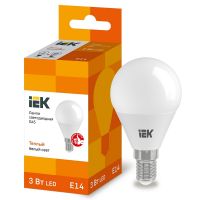 Лампа светодиодная IEK G45 шар 3Вт 3000К E14 230В 216Лм LLE-G45-3-230-30-E14