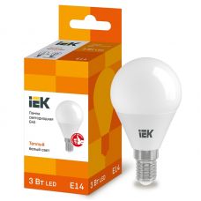 Лампа светодиодная IEK G45 шар 3Вт 3000К E14 230В 216Лм LLE-G45-3-230-30-E14