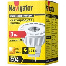 Лампа светодиодная Navigator NLL-MR11-3-12-3K-GU4 3Вт 3000К 200Лм 12В 31x35 94141