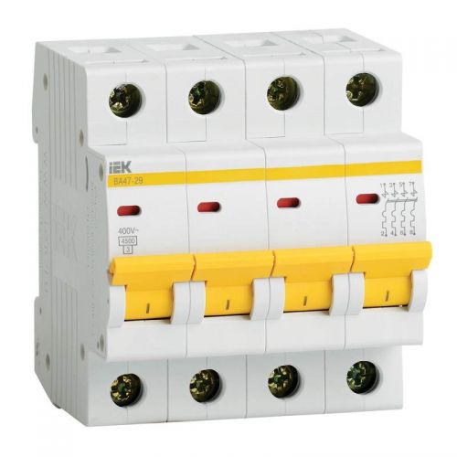 Автоматический выключатель 4P, C, 16 А, ВА47-29, 4.5 кА, MVA20-4-016-C, IEK
