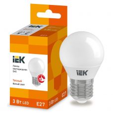 Лампа светодиодная IEK G45 шар 3Вт 3000К E27 230В 216Лм ECO LLE-G45-3-230-30-E27