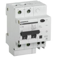 Выключатель автоматический дифференциального тока 2п 16А 30мА АД12 GENERICA ИЭК MAD15-2-016-C-030