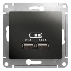 GSL000733 GLOSSA USB РОЗЕТКА A+A, 5В/2,1 А, 2х5В/1,05 А, механизм, АНТРАЦИТ, Schneider Electric