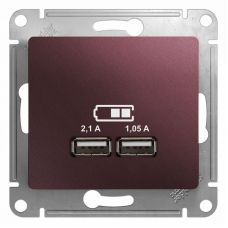 GSL001133 GLOSSA USB РОЗЕТКА A+A, 5В/2,1 А, 2х5В/1,05 А, механизм, БАКЛАЖАНОВЫЙ, Schneider Electric
