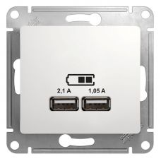 GSL000133 GLOSSA USB РОЗЕТКА A+A, 5В/2,1 А, 2х5В/1,05 А, механизм, БЕЛЫЙ, Schneider Electric