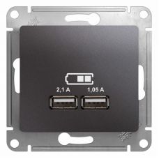 GSL001333 GLOSSA USB РОЗЕТКА A+A, 5В/2,1 А, 2х5В/1,05 А, механизм, ГРАФИТ, Schneider Electric