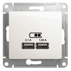 GSL000633 GLOSSA USB РОЗЕТКА A+A, 5В/2,1 А, 2х5В/1,05 А, механизм, ПЕРЛАМУТР, Schneider Electric