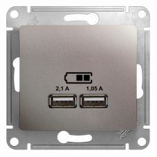 GSL001233 GLOSSA USB РОЗЕТКА A+A, 5В/2,1 А, 2х5В/1,05 А, механизм, ПЛАТИНА, Schneider Electric