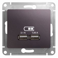 GSL001433 GLOSSA USB РОЗЕТКА A+A, 5В/2,1 А, 2х5В/1,05 А, механизм, СИРЕНЕВЫЙ ТУМАН, Schneider Electric
